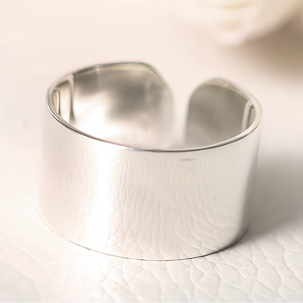 Silver wide band ring- size adjustable- Sterling silver band ring- SR000